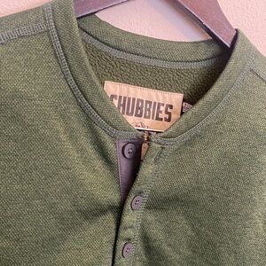 Chubbies Forest Green Relaxation Henley Thermal Fleece Long Sleeve Shirt Medium